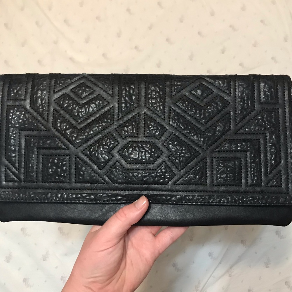 Black Topshop faux leather clutch
